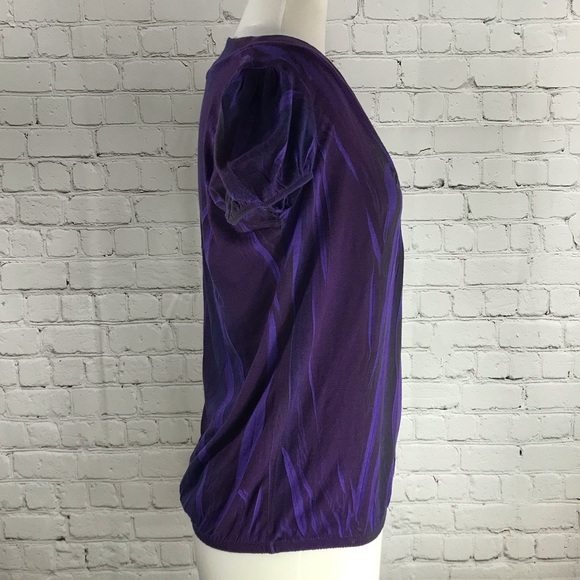 Jump Purple Animal Print Short Sleeve V-neck Top - Size Medium - Picture 3 of 5